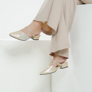 Jane Midi Heels | Gold